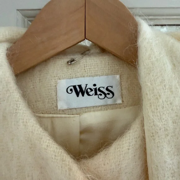 Vintage Weiss Cream Long Mohair Coat - Picture 6 of 11